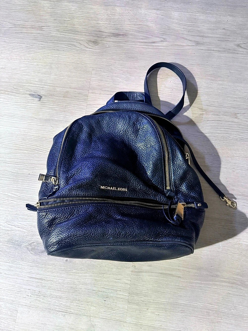 Michael Kors Rhea Medium Pebbled Leather Backpack Black